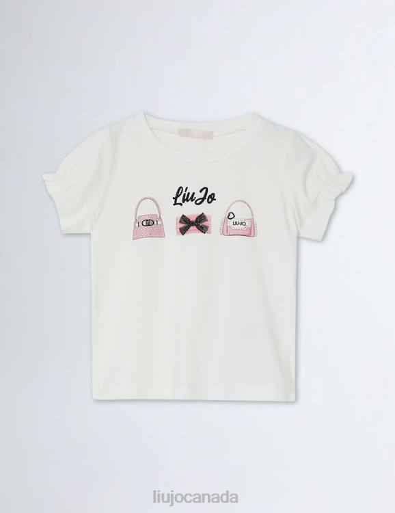 Clothing Liu Jo Bag-Print T-Shirt With Rhinestones Kids F6063290