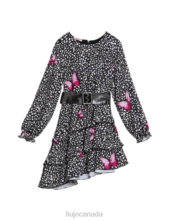 Clothing Liu Jo Crepe Cocktail Dress With Butterflies Kids F6063467