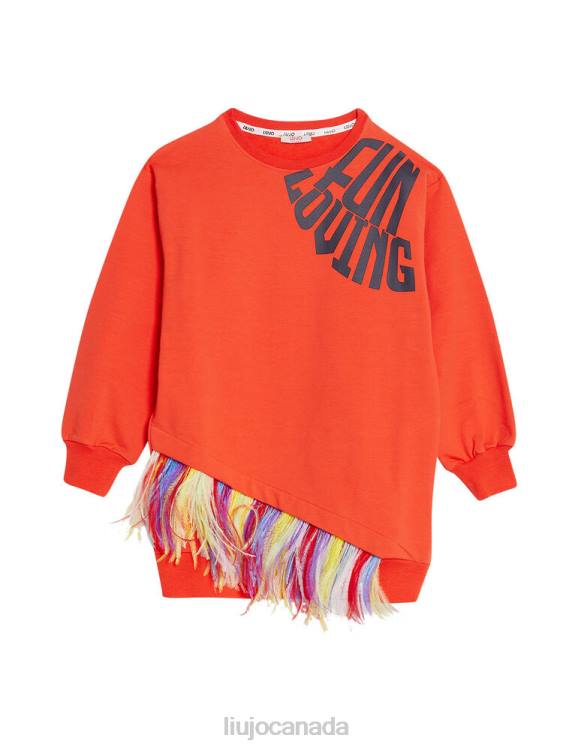 Clothing Liu Jo Plush Dress With Fringes And Lettering Kids F6063445
