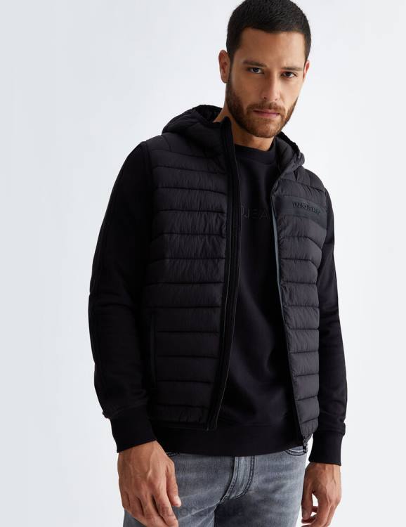 Clothing Liu Jo Black Gilet With Hood Men F6062963