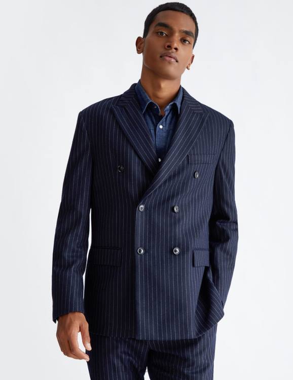 Clothing Liu Jo Double-Breasted Pinstripe Blazer Men F6063034