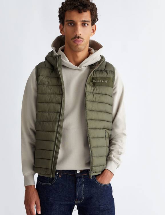 Clothing Liu Jo Military Green Gilet With Hood Men F6062959