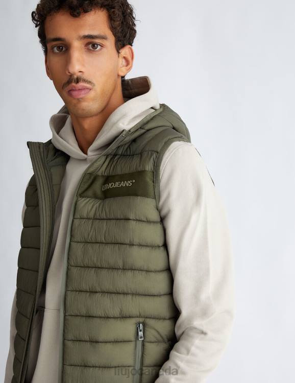 Clothing Liu Jo Military Green Gilet With Hood Men F6062959