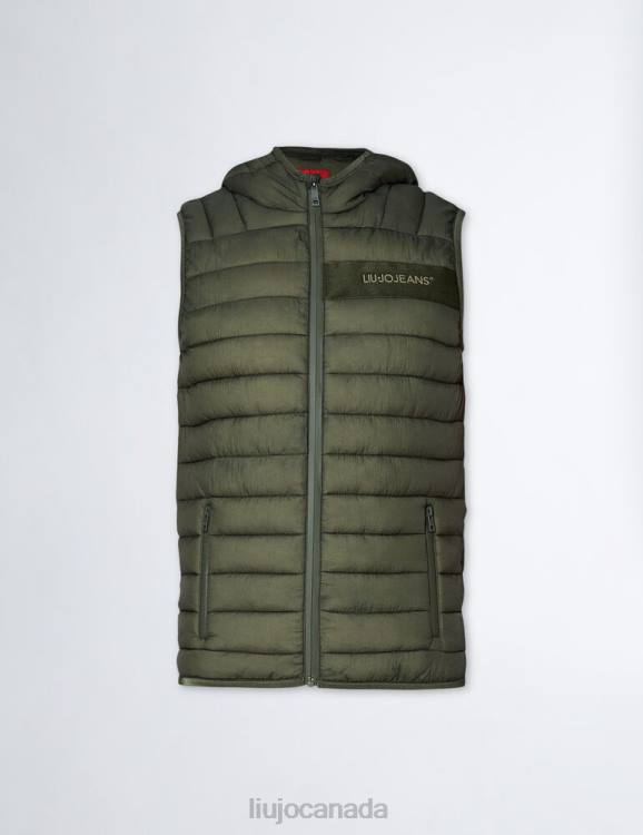 Clothing Liu Jo Military Green Gilet With Hood Men F6062959