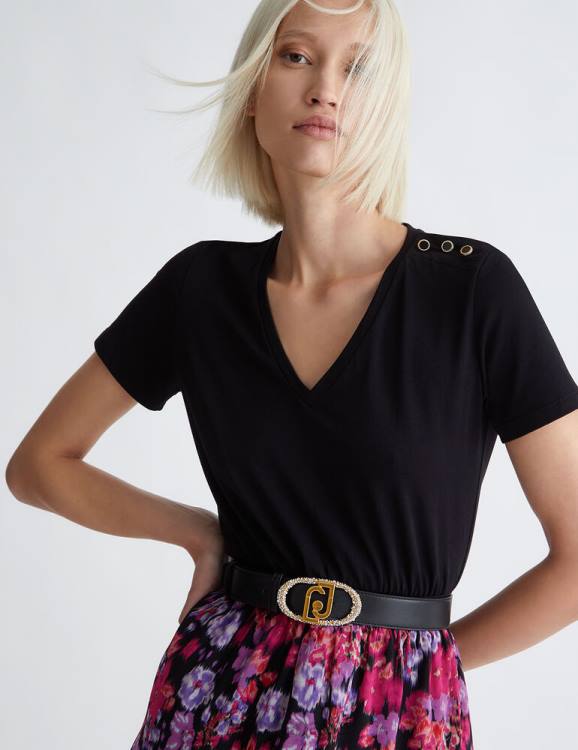 Accessories Liu Jo Belt With Logo Buckle And Gemstones Women F6062250
