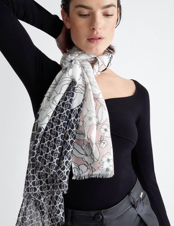 Accessories Liu Jo Floral Stole With Logo Women F6062124