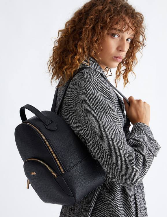 Bags Liu Jo Black Backpack With Logo Women F6061426