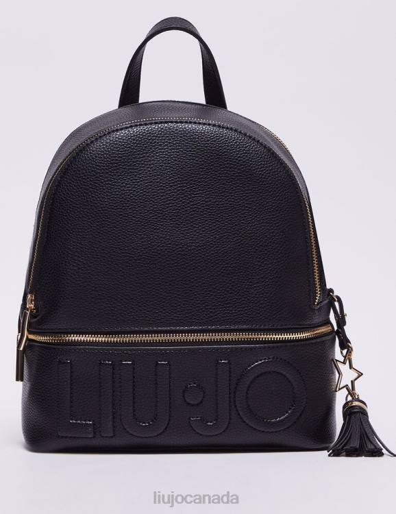 Bags Liu Jo Black Backpack With Maxi-Logo Women F6061453