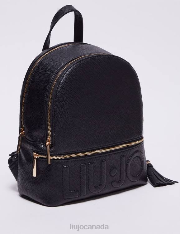 Bags Liu Jo Black Backpack With Maxi-Logo Women F6061453