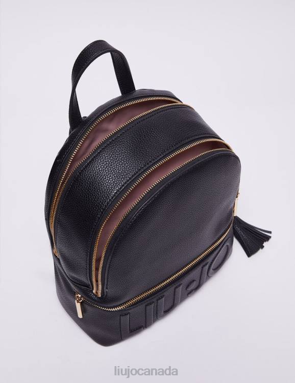 Bags Liu Jo Black Backpack With Maxi-Logo Women F6061453