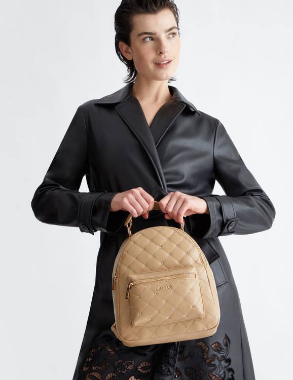 Bags Liu Jo Quilted Backpack With Gemstones Women F6061599