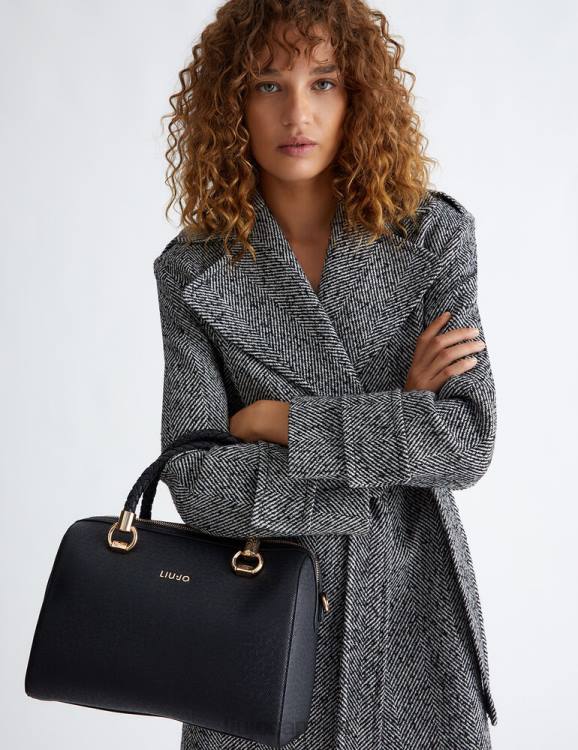 Bags Liu Jo Black Bowling Bag With Logo Women F6061439