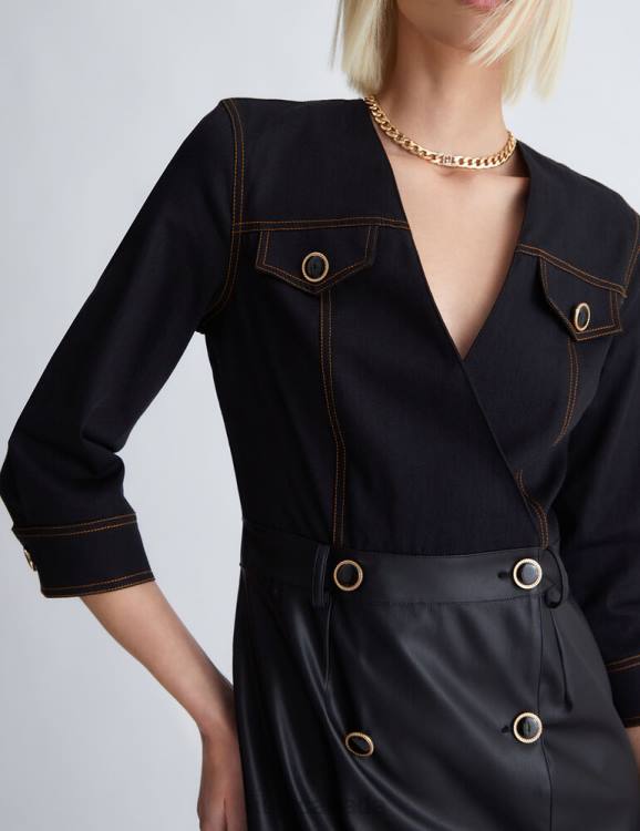 Clothing Liu Jo Denim And Coated Fabric Dress Women F606896