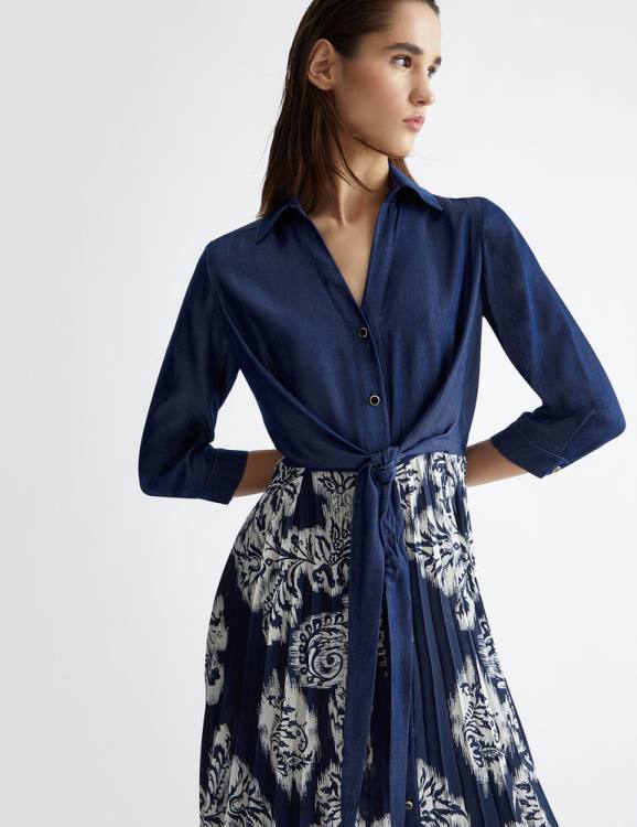 Clothing Liu Jo Denim And Satin Shirt Dress Women F606738
