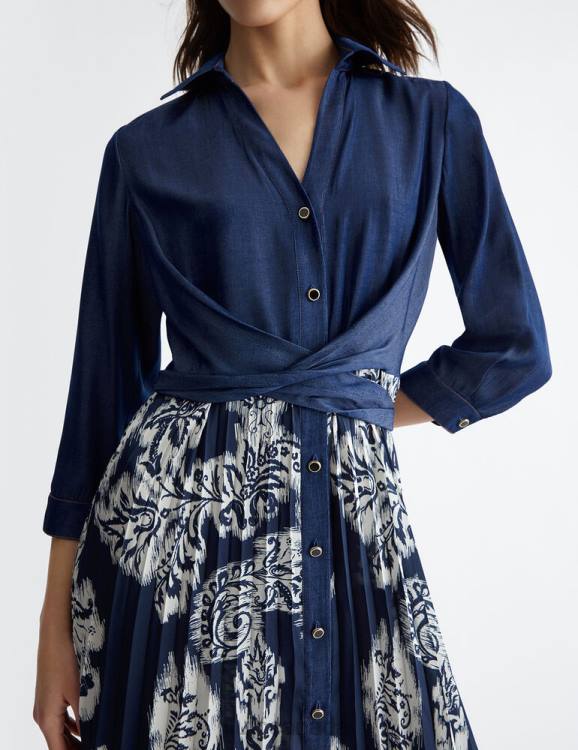 Clothing Liu Jo Denim And Satin Shirt Dress Women F606738