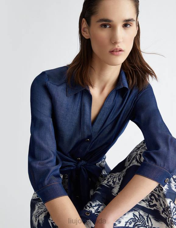 Clothing Liu Jo Denim And Satin Shirt Dress Women F606738