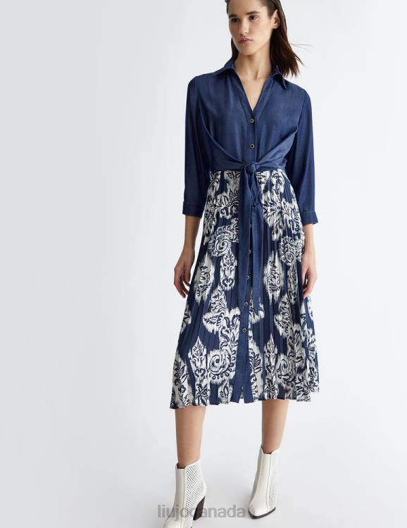 Clothing Liu Jo Denim And Satin Shirt Dress Women F606738