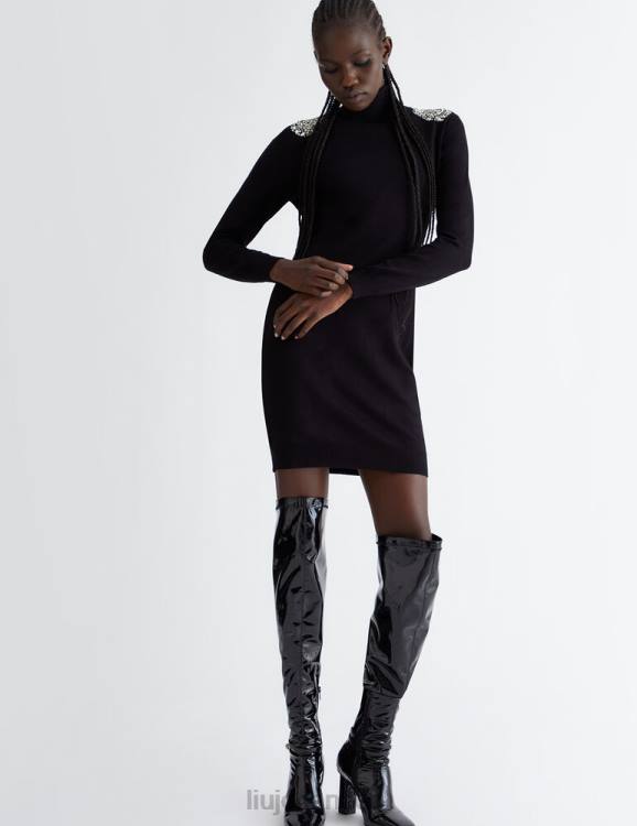 Clothing Liu Jo Knit Dress With Jewel Embroidery Women F606208
