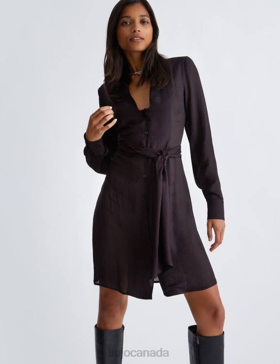 Clothing Liu Jo Satin Jacquard Shirt Dress Women F606237