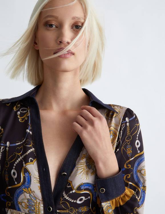Clothing Liu Jo Shirt Dress With Scarf Print Women F606378