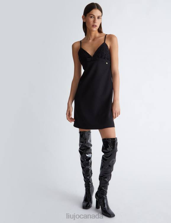 Clothing Liu Jo Short Black Dress With Lace Women F606273