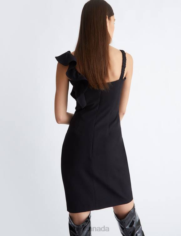 Clothing Liu Jo Short Black Dress With Maxi Ruffles Women F6061169