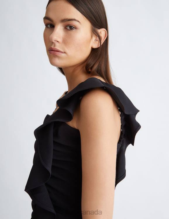 Clothing Liu Jo Short Black Dress With Maxi Ruffles Women F6061169