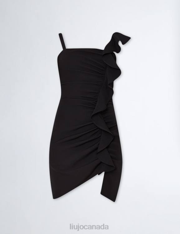 Clothing Liu Jo Short Black Dress With Maxi Ruffles Women F6061169