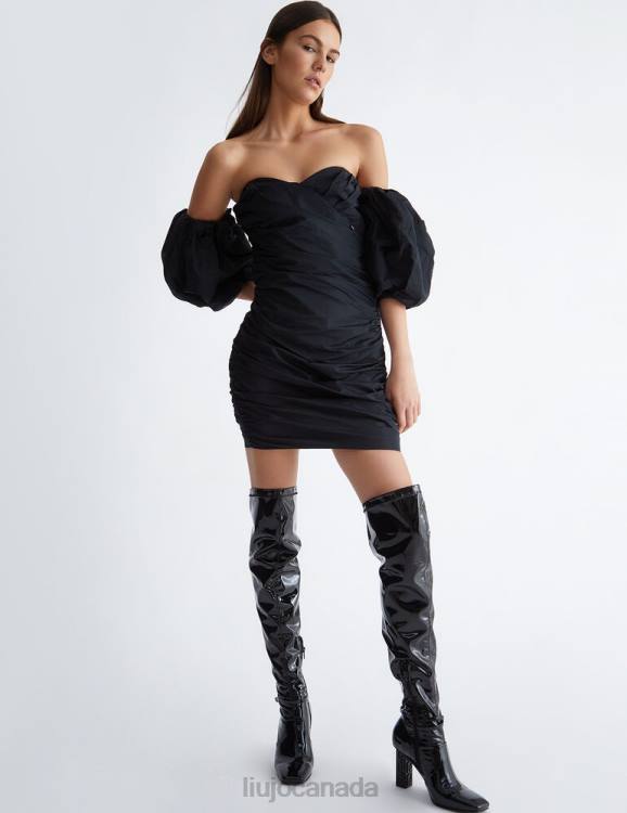 Clothing Liu Jo Short Black Taffeta Dress Women F606231