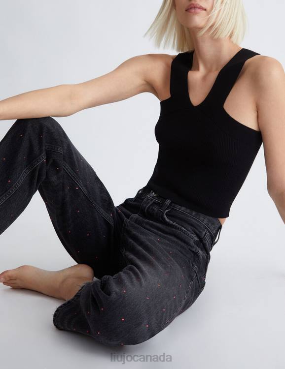Clothing Liu Jo Better Straight Jeans With Gemstones Women F6061375