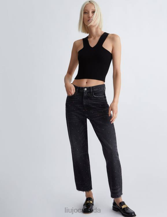 Clothing Liu Jo Better Straight Jeans With Gemstones Women F6061375
