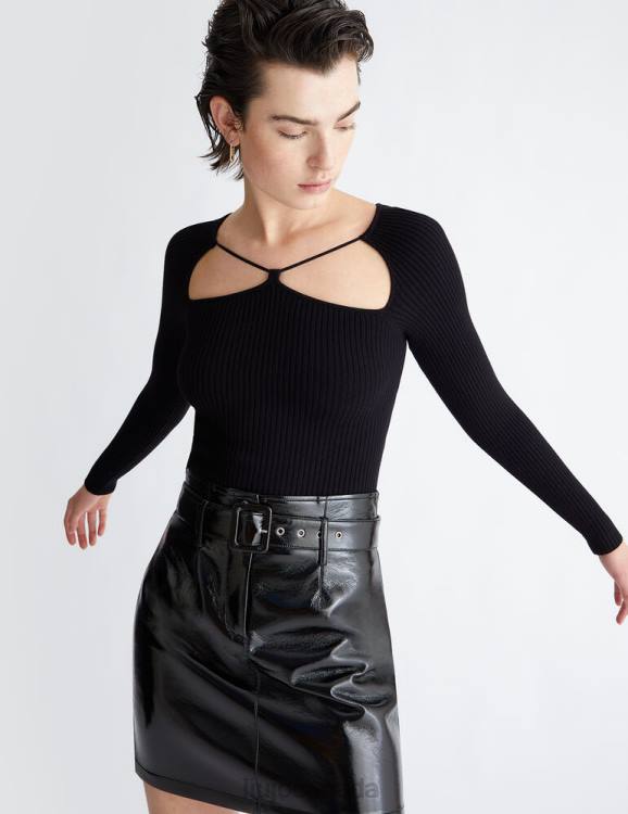 Clothing Liu Jo Black Wrap-Front Sweater Women F606733