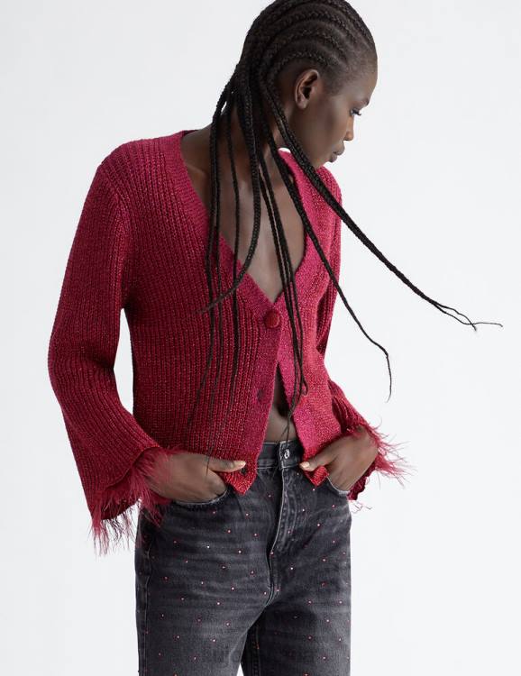 Clothing Liu Jo Cardigan With Feathers Women F606421
