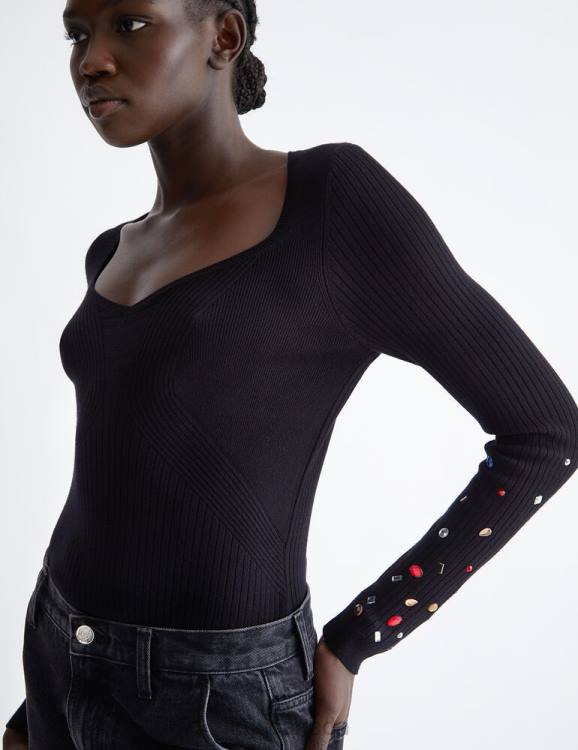 Clothing Liu Jo Eco-Friendly Jumper With Rhinestones Women F606612