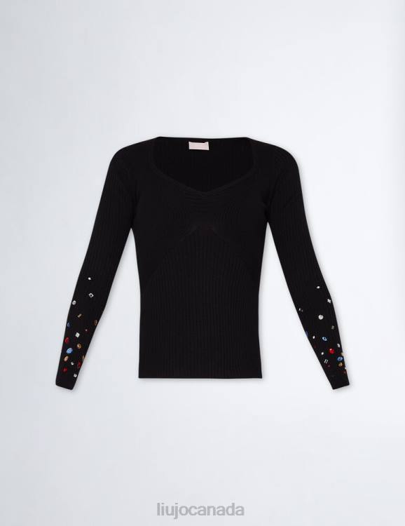 Clothing Liu Jo Eco-Friendly Jumper With Rhinestones Women F606612