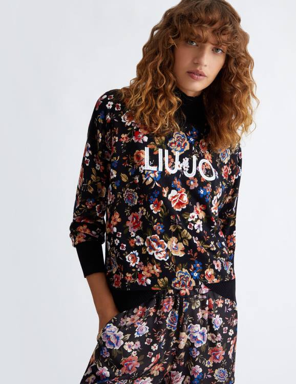 Clothing Liu Jo Floral Sweater With Logo Women F606200