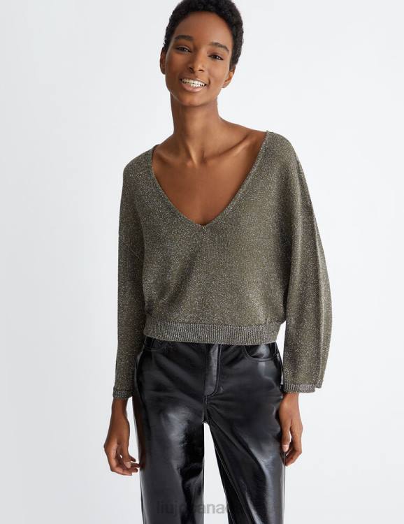 Clothing Liu Jo Lurex Jumper With V-Neck Women F606985