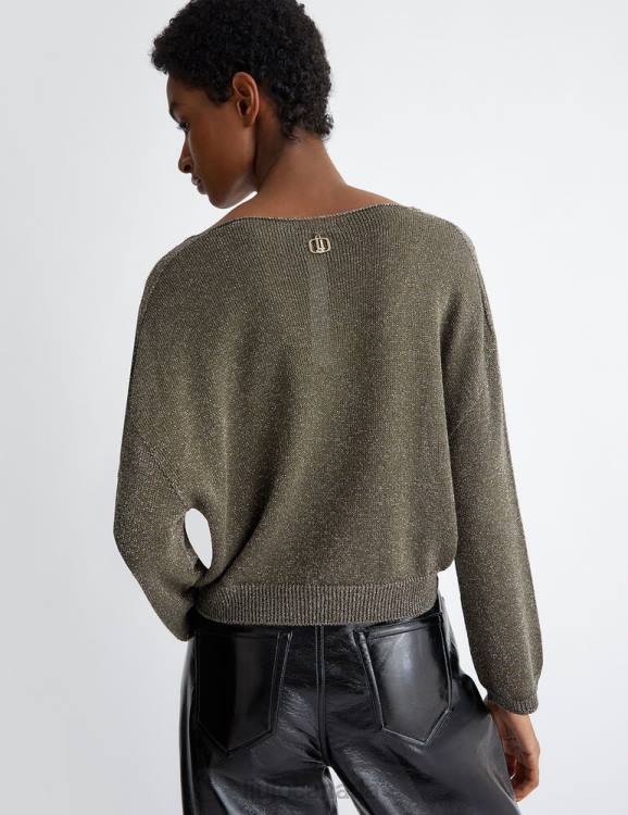 Clothing Liu Jo Lurex Jumper With V-Neck Women F606985