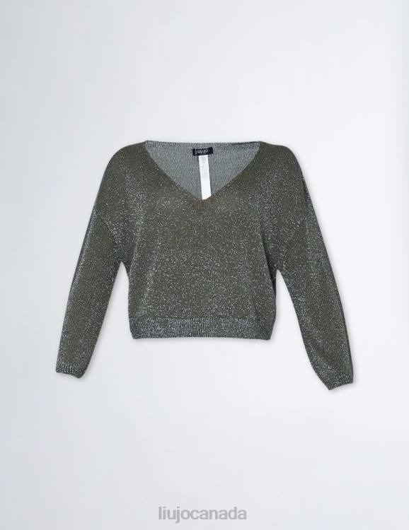 Clothing Liu Jo Lurex Jumper With V-Neck Women F606985