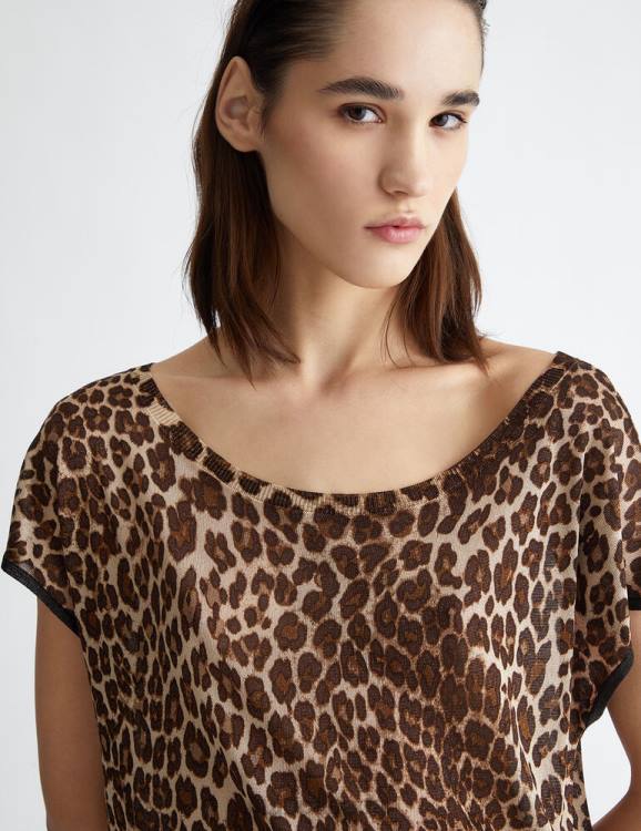 Clothing Liu Jo Lurex Sweater With Leopard Print Women F606739