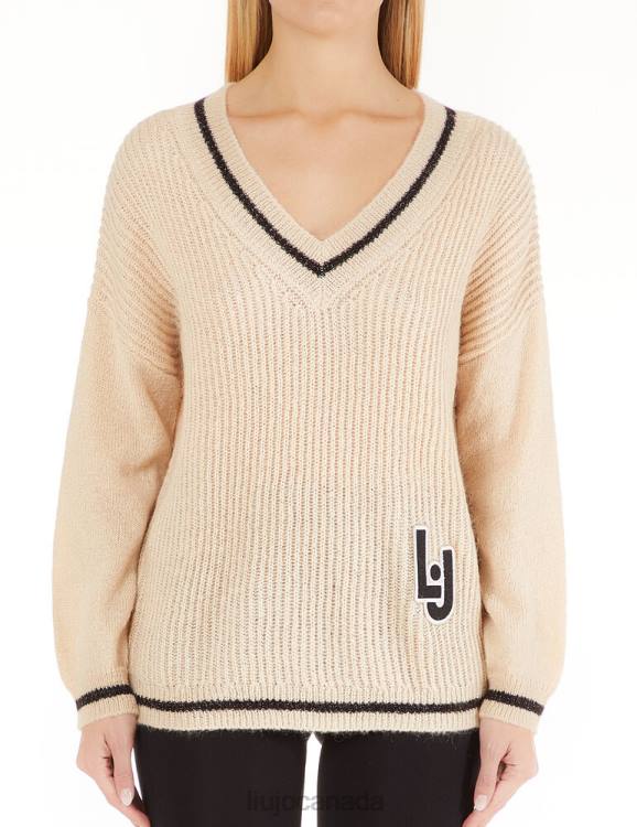 Clothing Liu Jo Ribbed Sweater With Patch Women F6062699