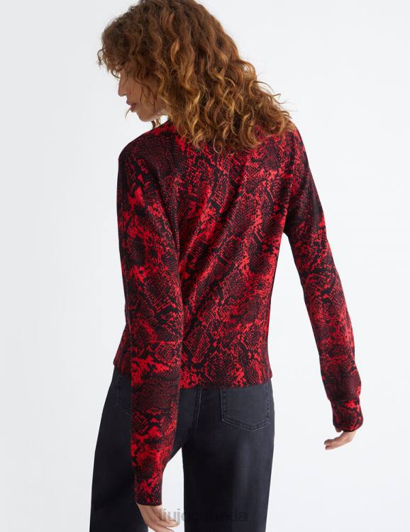 Clothing Liu Jo Snakeskin Print Sweater With Hearts Women F6061034