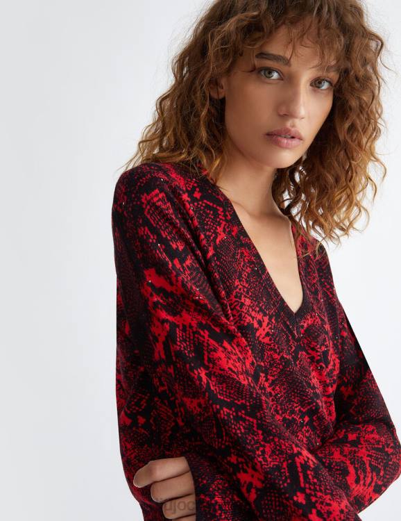 Clothing Liu Jo Snakeskin Print Sweater With Hearts Women F6061034