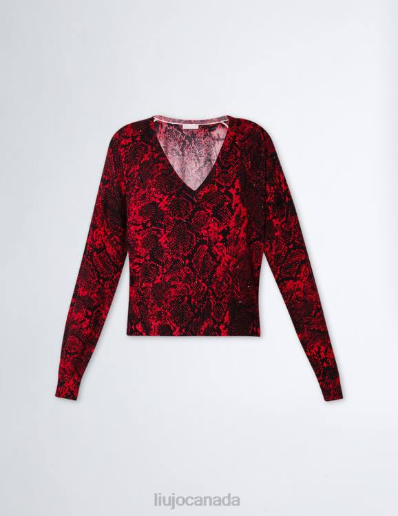 Clothing Liu Jo Snakeskin Print Sweater With Hearts Women F6061034