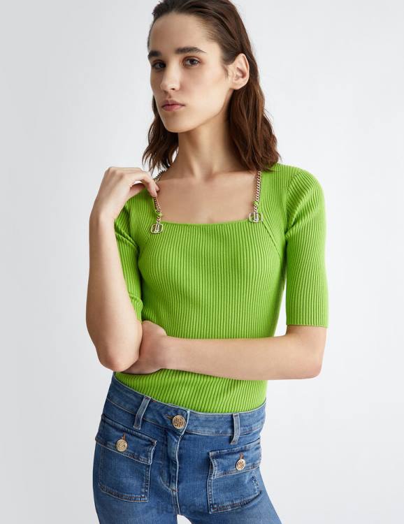 Clothing Liu Jo Sweater With Branded Chain Women F6061015