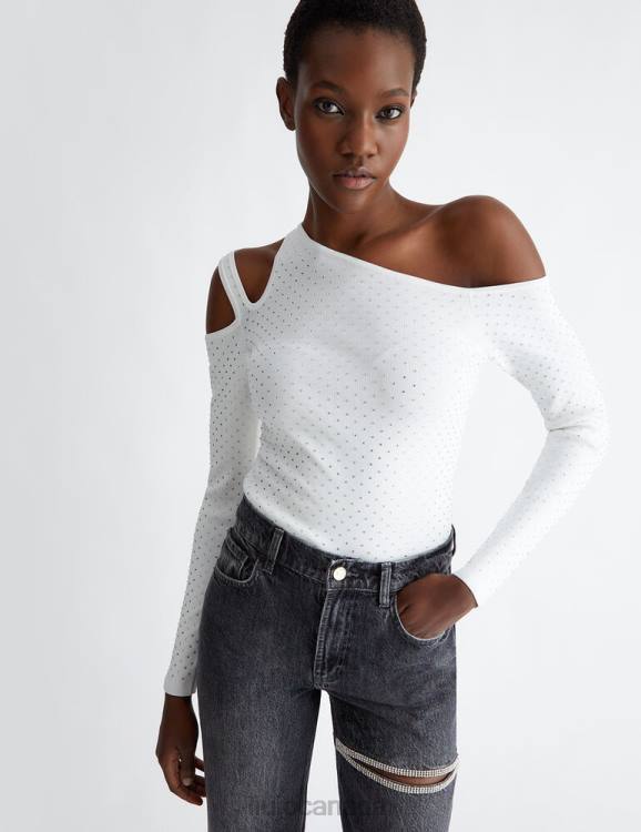 Clothing Liu Jo Sweater With Gemstones And Cut Out Women F606618