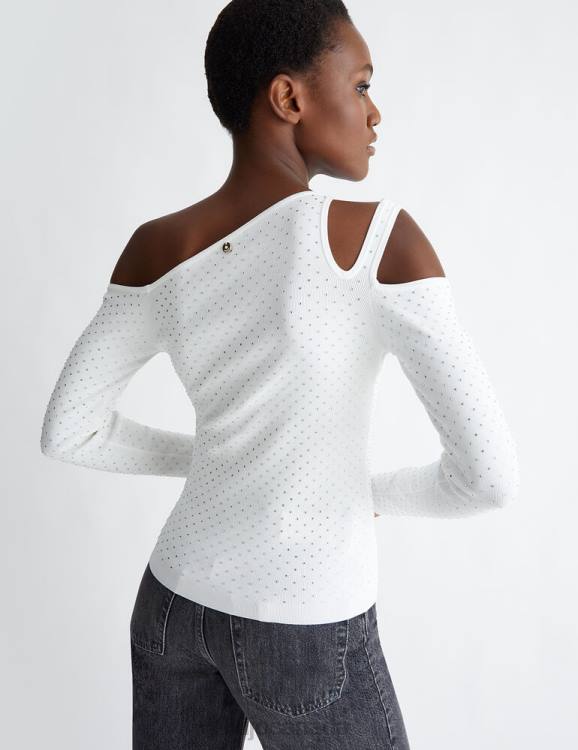 Clothing Liu Jo Sweater With Gemstones And Cut Out Women F606618