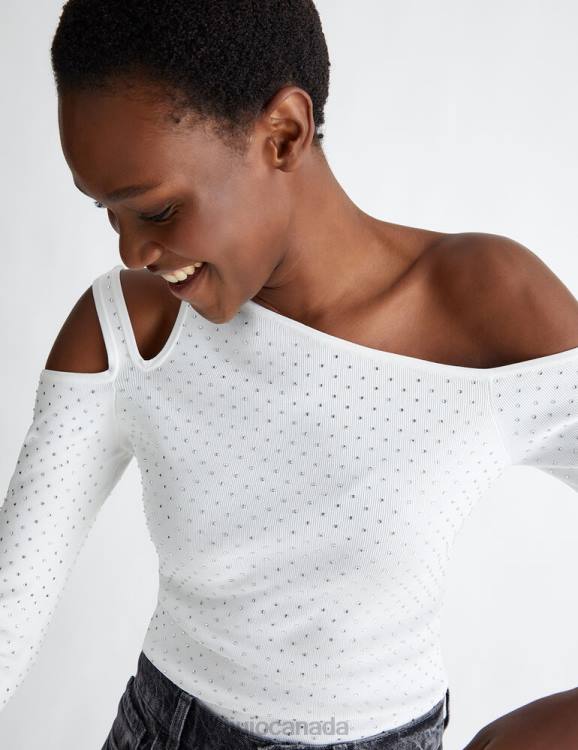 Clothing Liu Jo Sweater With Gemstones And Cut Out Women F606618