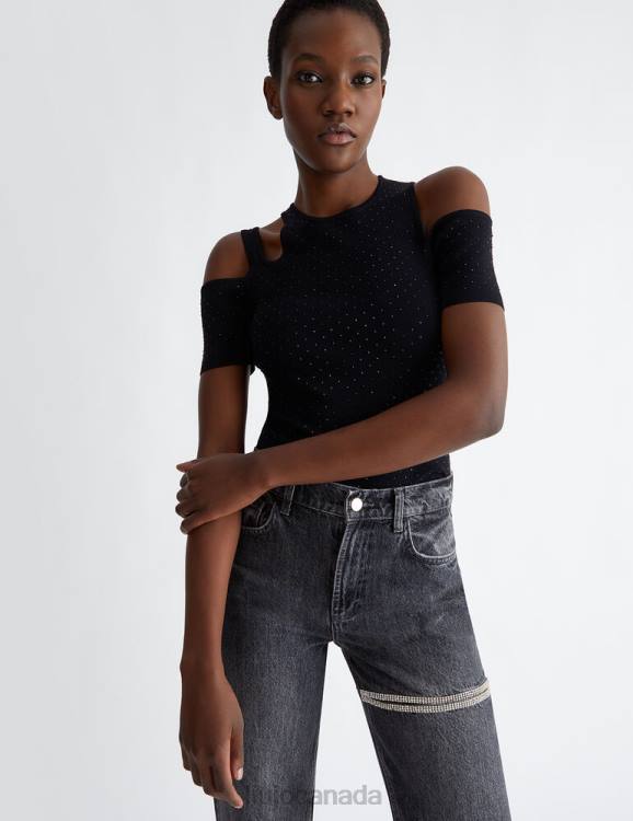 Clothing Liu Jo Sweater With Gemstones And Cut Out Women F606649