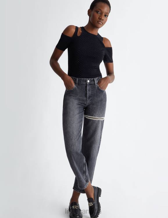 Clothing Liu Jo Sweater With Gemstones And Cut Out Women F606649